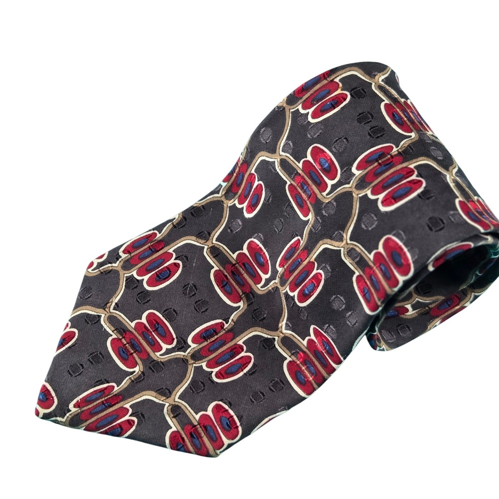 Vintage SWING Men 100% Silk Neck Tie Neckties 60" Geomtric Preppy Academia Italy